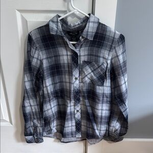 Men's Plaid Shirt - Blue and White